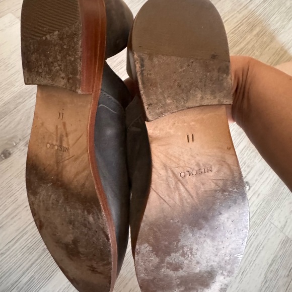 Nisolo Charcoal Leather Loafers Emma d'Orsay Oxford - Picture 3 of 8